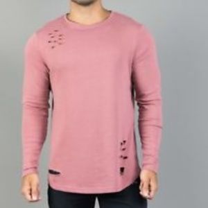 Alphalete mens distressed long sleeve